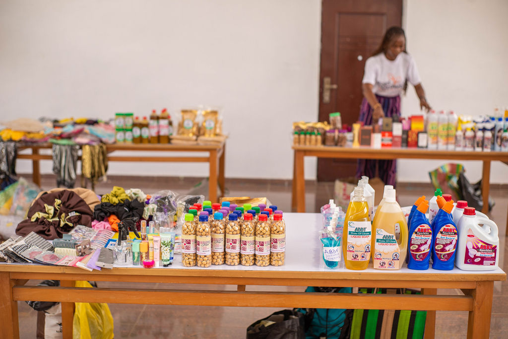 Woman entrepreneur at a vibrant Nigerian market